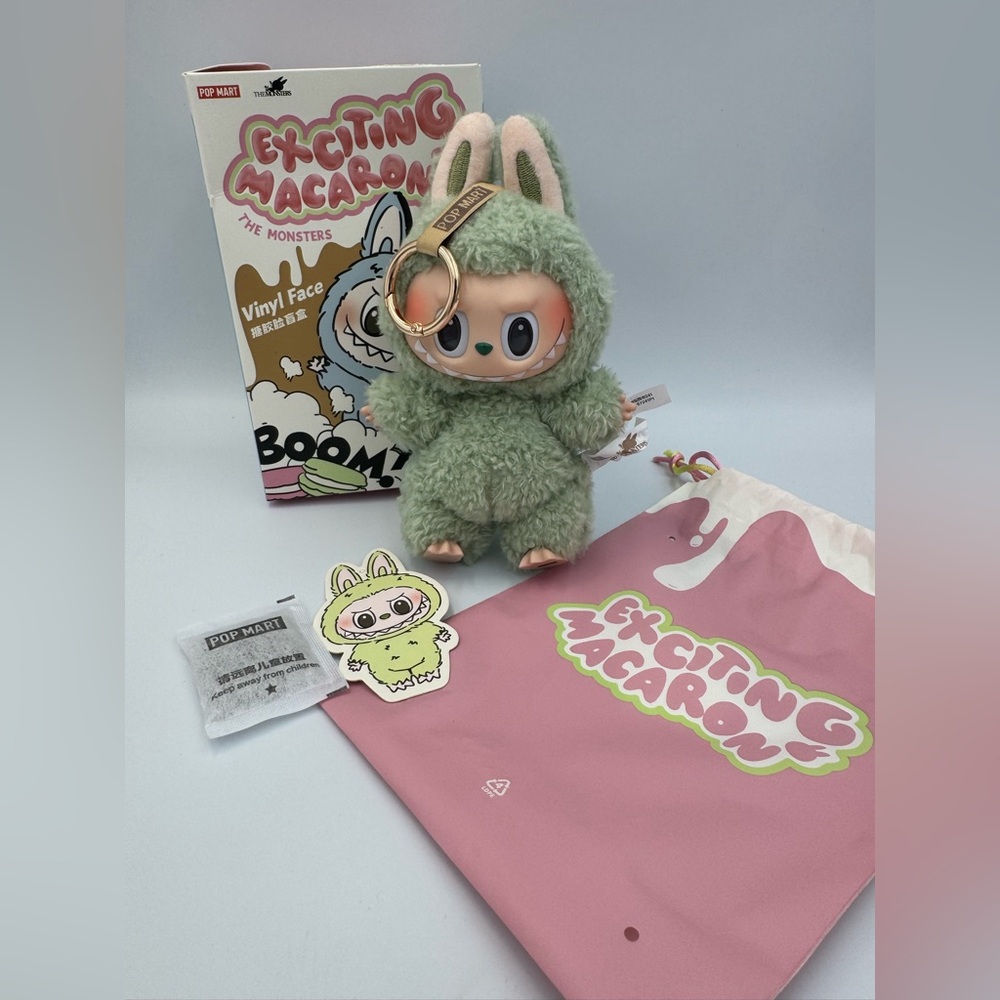 Pop Mart Labubu Exciting Macaron Green Grape Vinyl Face Plush Keychain Authentic
